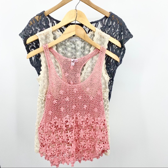 Boho Festival Crochet Lace Top Bundle X 3 SZ S/M - Picture 16 of 16